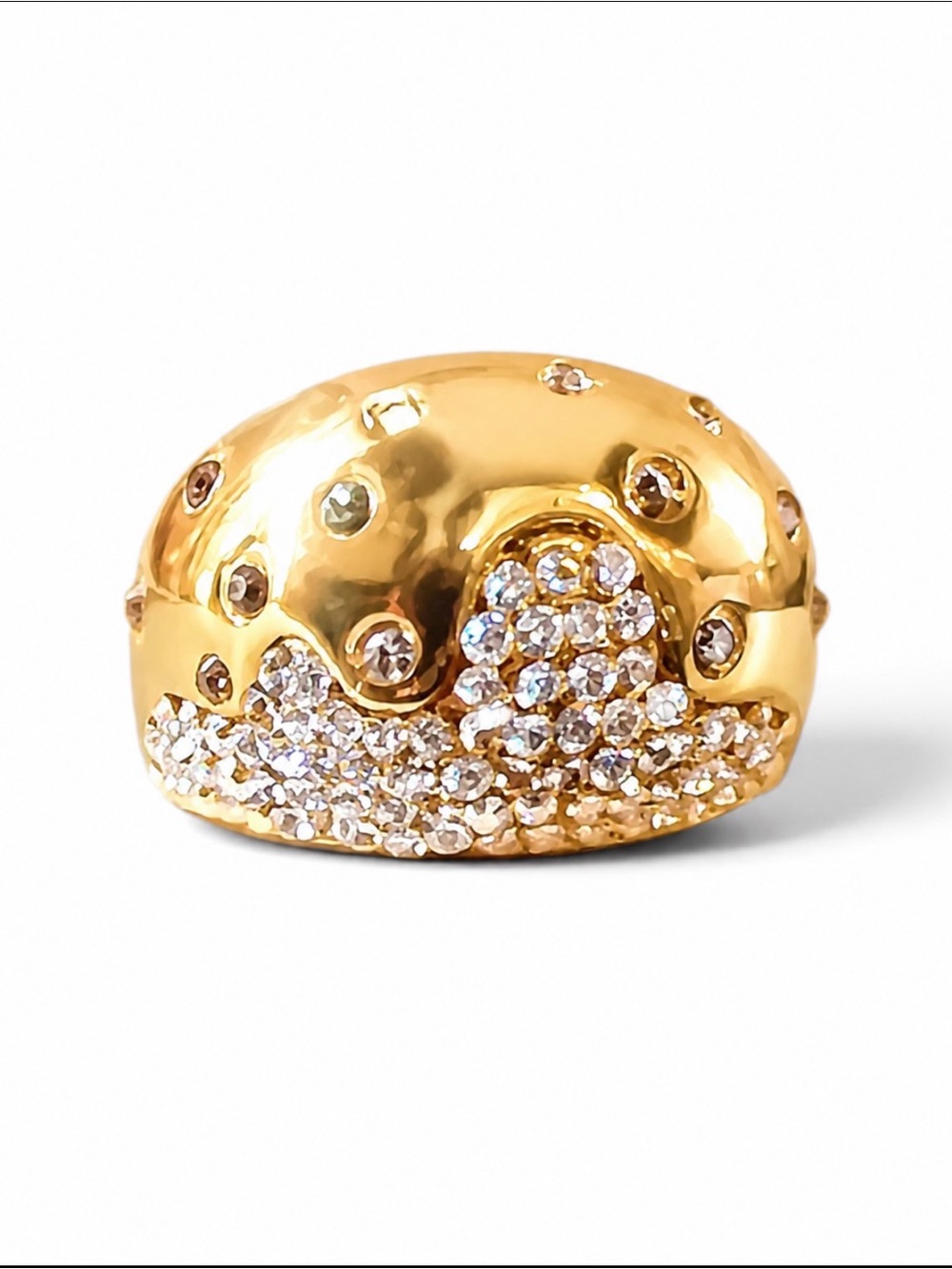 Gold Pavé Crystal Dome Ring - Women Jewelry
